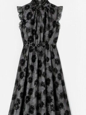 Women’s Black Floral High-Neck Sleeveless Dress